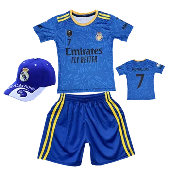 Fotbal Numberoplus Dětský fotbalový dres Komplet + fotbalová kšiltovka modrý FC Real Madrid - Ronaldo CR.07 Velikost: 8-let.(vel.122)