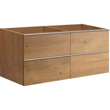 Koupelnový nábytek CERANO - Koupelnová skříňka pod umyvadlo s úchytkou Velora - dub medový, chromová úchytka - 138x53x45,2 cm