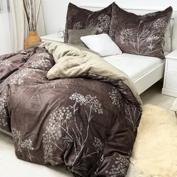 Povlečení Mikroplyšové povlečení - Kmín 140x200 šedé 140 x 200, 70 x 90 cm zip