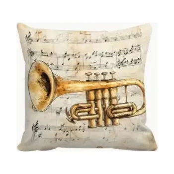 Retro povlak na polštář s motivem trumpeta