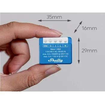 vypínač Shelly Qubino Wave 1 Mini LR Chytrý spínač Z-Wave Modrá
