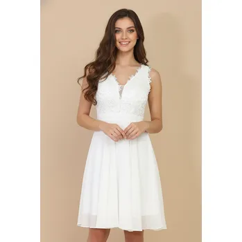 Dámské šaty EVA & LOLA Koktejlové Šaty MATHIE bílé Barva: Bílá, Velikost: S