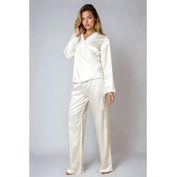 Dámské pyžamo Saténový komplet Rawa ecru M - Dárková krabička