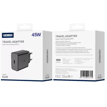 Jellico síťová nabíječka EU45 GaN PD 45W 1xUSB-C černá
