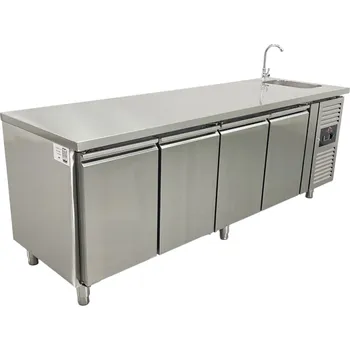 DASgastro Chladicí stůl s dřezem a 4 dvířky