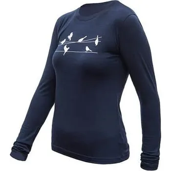 Sensor Merino Active Songbirds - Dámské triko s dlouhým rukávem Deep Blue L