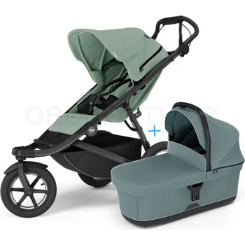 Kočárek Thule Urban Glide 3 Mist green s magnetickou sponou + korbička Mid blue