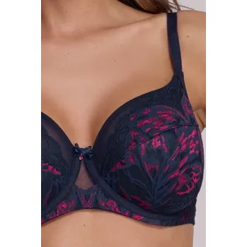 Podprsenka Polovyztužená podprsenka Ava Lingerie 2182 Navy Blue Tmavěmodrá-růžová 80H