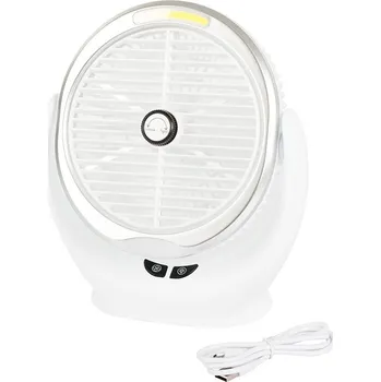 Domácí ventilátor Verk 16029 Stolní ventilátor s osvětlením USB bílá