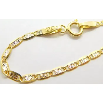 Řetízek Klenoty Budín Dámský zlatý gravírovaný řetízek z bílého a žlutého zlata zrcátka 585/2,40gr 50cm HK6301 (Klenoty Budín Dámský zlatý gravírovaný řetízek z bílého a žlutého zlata zrcátka 585/2,40gr 50cm HK6301)