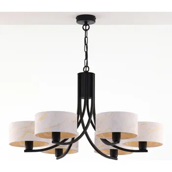 Jupiter 2105 - Lustr na řetězu ARTHUR 6xE27/15W/230V bílá/černá/dekor mramoru