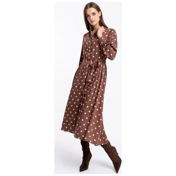 Dámské šaty CLICK Každodenní šaty 60-6163 Hnědá Regular Fit 44