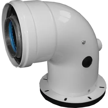 Kouřovod IGC koleno s přírubou a otvorem 90° 0,11mm