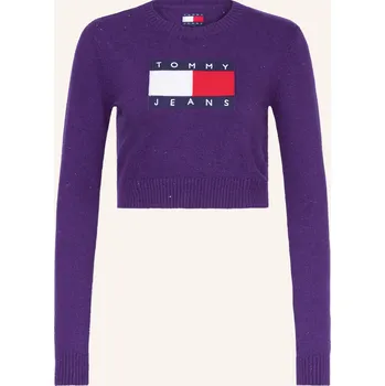 Dámská mikina Tommy Jeans Dámský Krátký Svetr S Flitry, tmavě fialová, 36