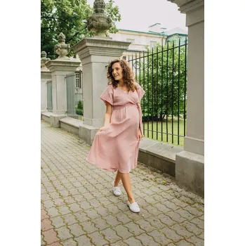 Těhotenské šaty Těhotenské a kojící šaty Sammy pudové