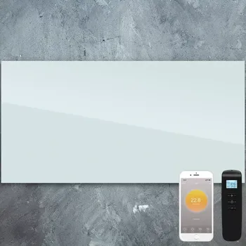 Topný panel ByeCold | Skleněný bílý infrapanel | 700W | 120x60 cm | WiFi termostat | Dálkový ovladač | Výhřevnost 12,5m² | IGT2-G1206W (Serie "G")