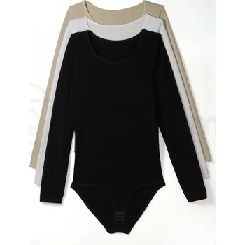 Body Dámské bavlněné body s dlouhým rukávem – elastické, pohodlné Černý / XL/XXL