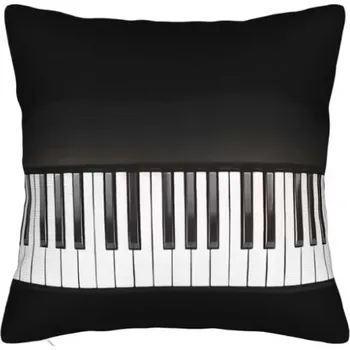 Povlak na polštář s motivem klavírní hudby - Černobílý design klaviatury