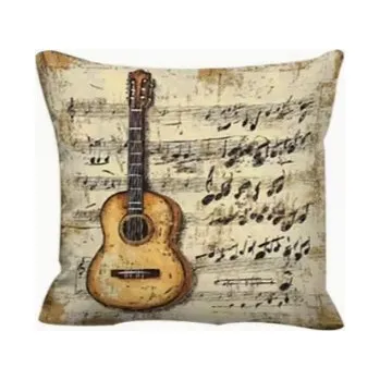 Retro povlak na polštář s motivem kytary