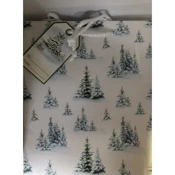 Dárková taška Taška dárková vánoční Medium matt 19 x 23 x 10,2cm TM - s motivem zasněžené stromky