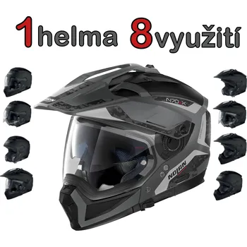 Helma na motorku Moto helma Nolan N70-2 X Torpedo N-Com Flat Lava Grey 41 Velikost: M