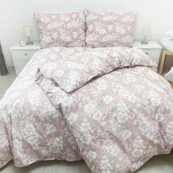 Povlečení Francouzské bavlněné povlečení Rose růžová Zapínání: zip, Velikost polštáře: 2x70x90, Velikost přikrývky: 220x200 Šev uprostřed