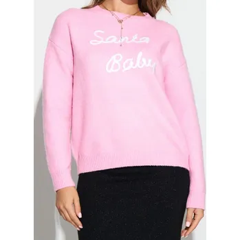Dámský svetr Sinsay - Vánoční svetr s nápisem „Santa Baby“ s příměsí vlny - růžová - 427EU-30X - 427EU-30X-XXS