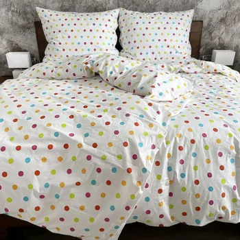 Povlečení Francouzské bavlněné povlečení Puntíky malé Zapínání: zip, Velikost polštáře: 2x70x90, Velikost přikrývky: 200x200 Šev uprostřed