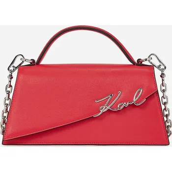 Kabelka Kožená kabelka Karl Lagerfeld K/SIGNATURE červená barva, A1W30458 33X, vel. ONE SIZE