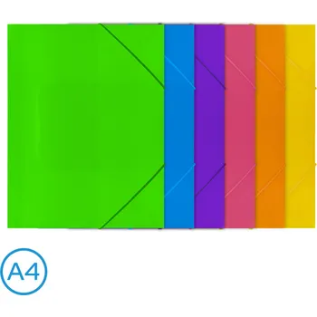 LUMA Desky na spisy s gumou A4, 3 klopy neon Růžový