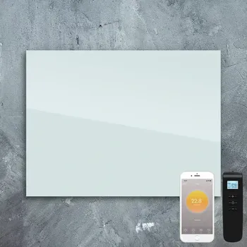 Topný panel ByeCold | Skleněný bílý infrapanel | 450W | 80x60 cm | WiFi termostat | Dálkový ovladač | Výhřevnost 8m² | IGT2-G0806W (Serie "G")