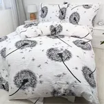 Francouzské krepové povlečení Pampelišky bílé Zapínání: zip, Velikost polštáře: 2x50x70, Velikost přikrývky: 240x220 Šev uprostřed