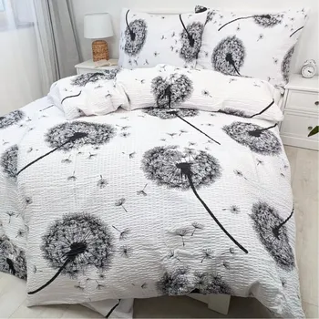 Povlečení Francouzské krepové povlečení Pampelišky bílé Zapínání: zip, Velikost polštáře: 2x50x70, Velikost přikrývky: 240x220 Šev uprostřed