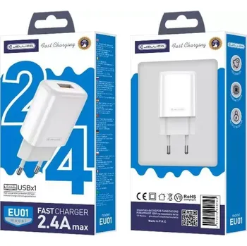 Jellico síťová nabíječka EU01 2.4A USB bílá