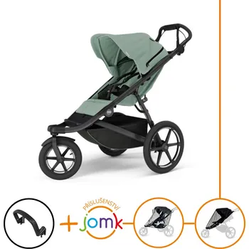 Kočárek Set 4v1 Thule Urban Glide 3 Mist green s magnetickou sponou + madlo + JOMK pláštěnka + JOMK ochranná síť