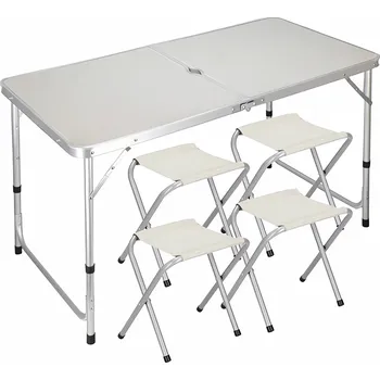 Zahradní sestava Verk 14469 Skládací kempingový set pro 4 osoby béžový