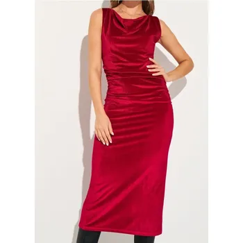 Dámské šaty Sinsay - Velurové šaty s řasením - červená - 962EY-33X - 962EY-33X-XXL