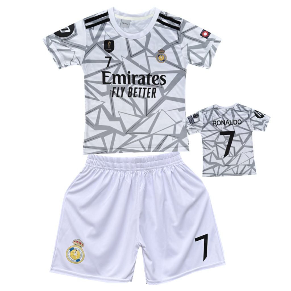 Numberoplus Dětský fotbalový dres Komplet Bílá Real Madrid FC - Cristiano Ronaldo CR7 F2 Velikost: 9-let.(vel.128)