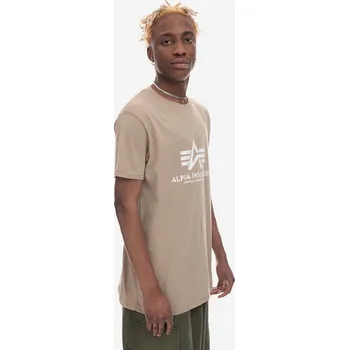 Pánské tričko Bavlněné tričko Alpha Industries Basic T-Shirt béžová barva, s potiskem, 100501.679-beige 80X, vel. S