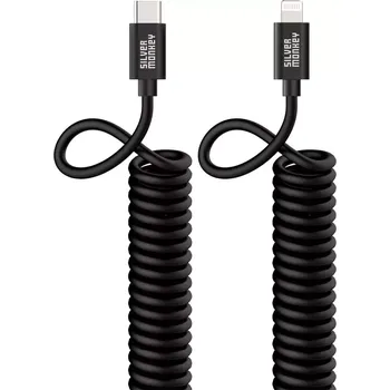 Datový kabel Silver Monkey Kabel pružinový USB-C – Lightning MFI 1m černý