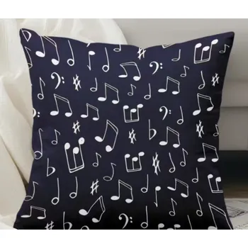 Povlak na polštář s hudebními notami - námořnická modrá