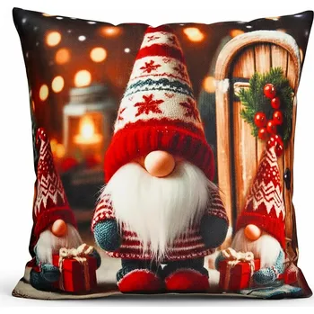 Polštář Vánoční polštář XMAS GNOMES 40x40 cm Mybesthome Varianta: Povlak na polštář, 40x40 cm