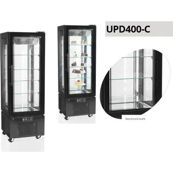 Chladicí Vitrína Cukrářská Panoramatická v. 195 cm TEFCOLD UPD 400 C Black | černá
