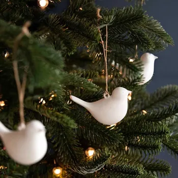 Vánoční dekorace Garden Trading Porcelánová ozdoba Airdrie Birds - set 3 ks