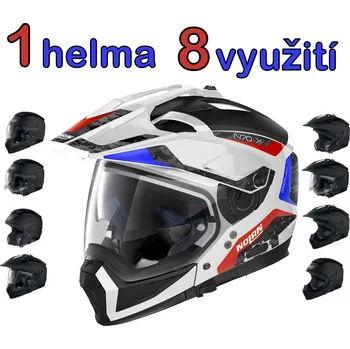 Helma na motorku Moto helma Nolan N70-2 X Earthquake N-Com Metal White 49 Velikost: M