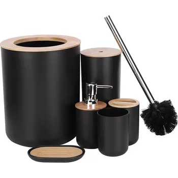 Koupelnová předložka Verk 27139 Sada koupelnových doplňků 6 ks černá