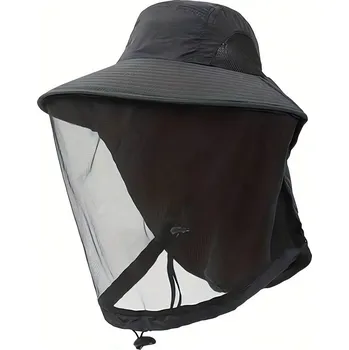 Kšiltovka Pronett XJ5374 Rybářský klobouk s moskytiérou, černá