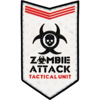 Nášivka Plastové 3D patche 3D gumová nášivka ZOMBIE ATTACK Patch - Bílá