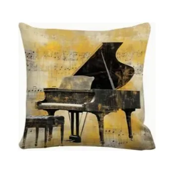Retro povlak na polštář s motivem klavíru