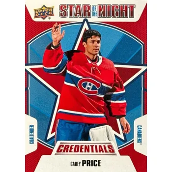 Karetní hra insert karta CAREY PRICE 19-20 Credentials 1st Star of the Night číslo 1S-05